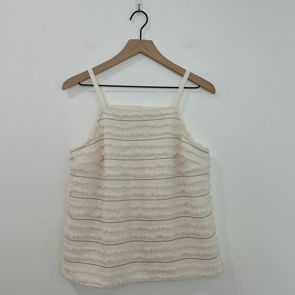 Anthropologie Maeve Quinn Fringe Tank Top Cream Size 10 - Picture 3 of 9